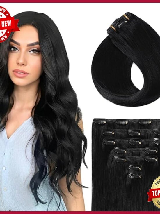 18 Inch Clip-In Human Hair Extensions 7pc Set Volumizing Remy Hair main image 6